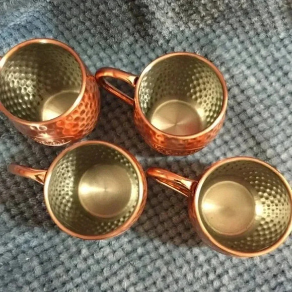 NIB Hammered Copper Moscow Mule Mugs Set Of 4 - Picture 6 of 7